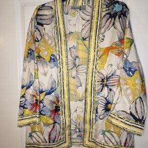 Chico's Silk Blend Abstract Jacket Sz 3 Preloved